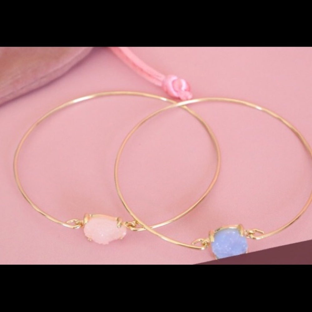 Kevia Druzy Style Duo Bangle Bracelet Gold Plated